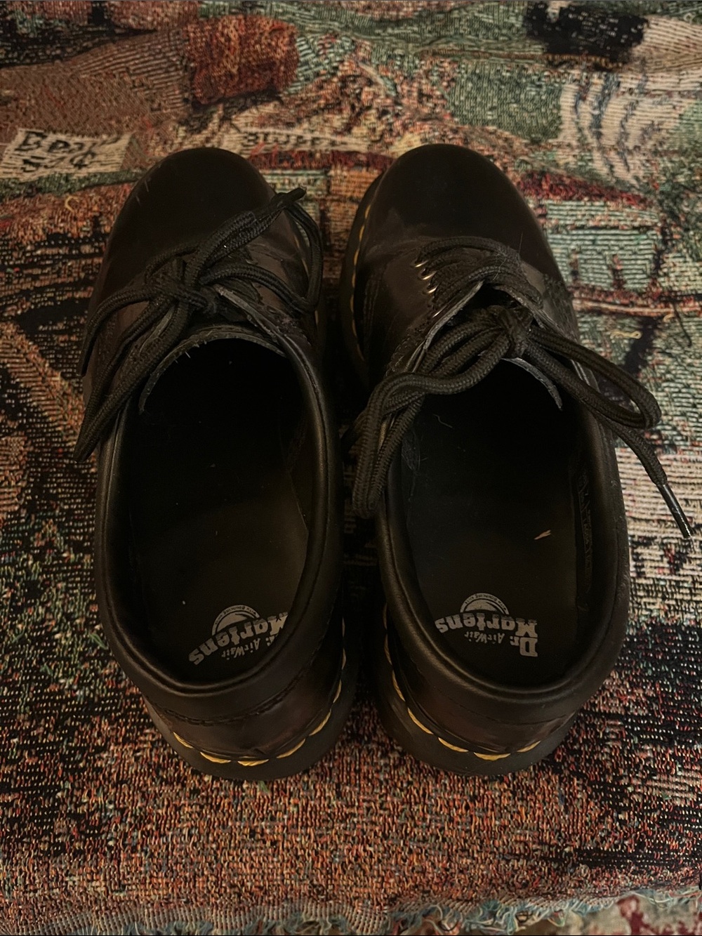 Dr. Martens Black Leather Platform Lace-Up Oxfords - Picture 3 of 6